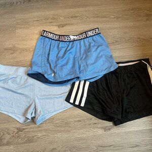 Lot of 3 Athletic Gym Shorts - Retro / Vintage - Nike Under Armour Adidas Medium
